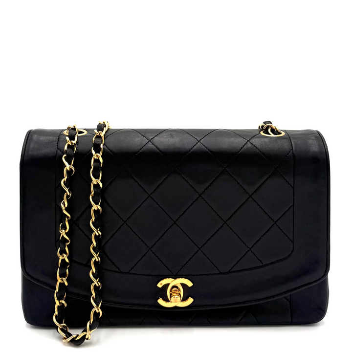 Vintage Diana Flap in Black Quilted Lambskin