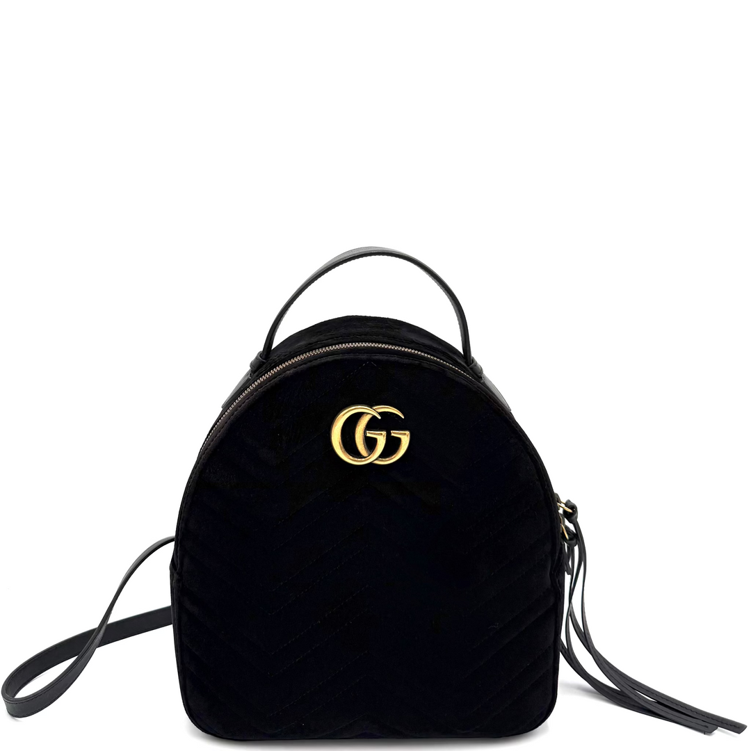 GG Marmont Black Velvet Backpack