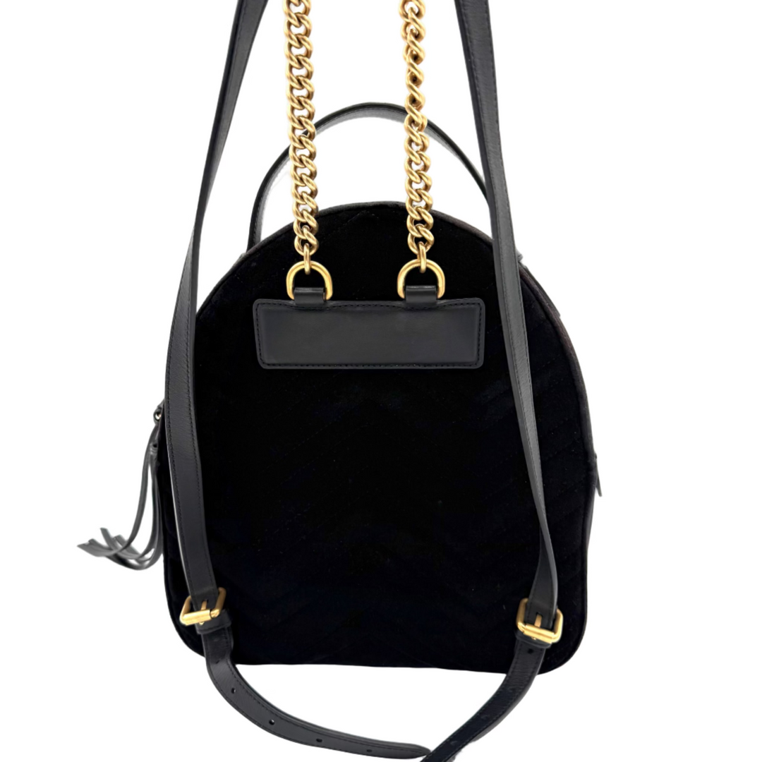 GG Marmont Black Velvet Backpack