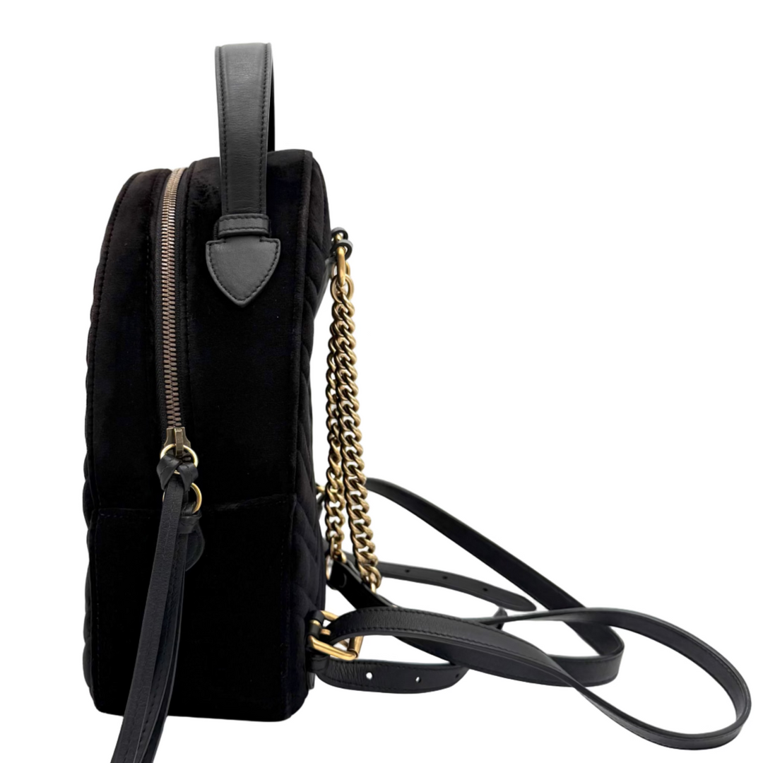 GG Marmont Black Velvet Backpack