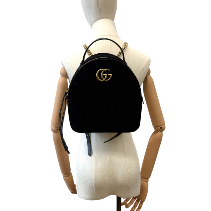 GG Marmont Black Velvet Backpack