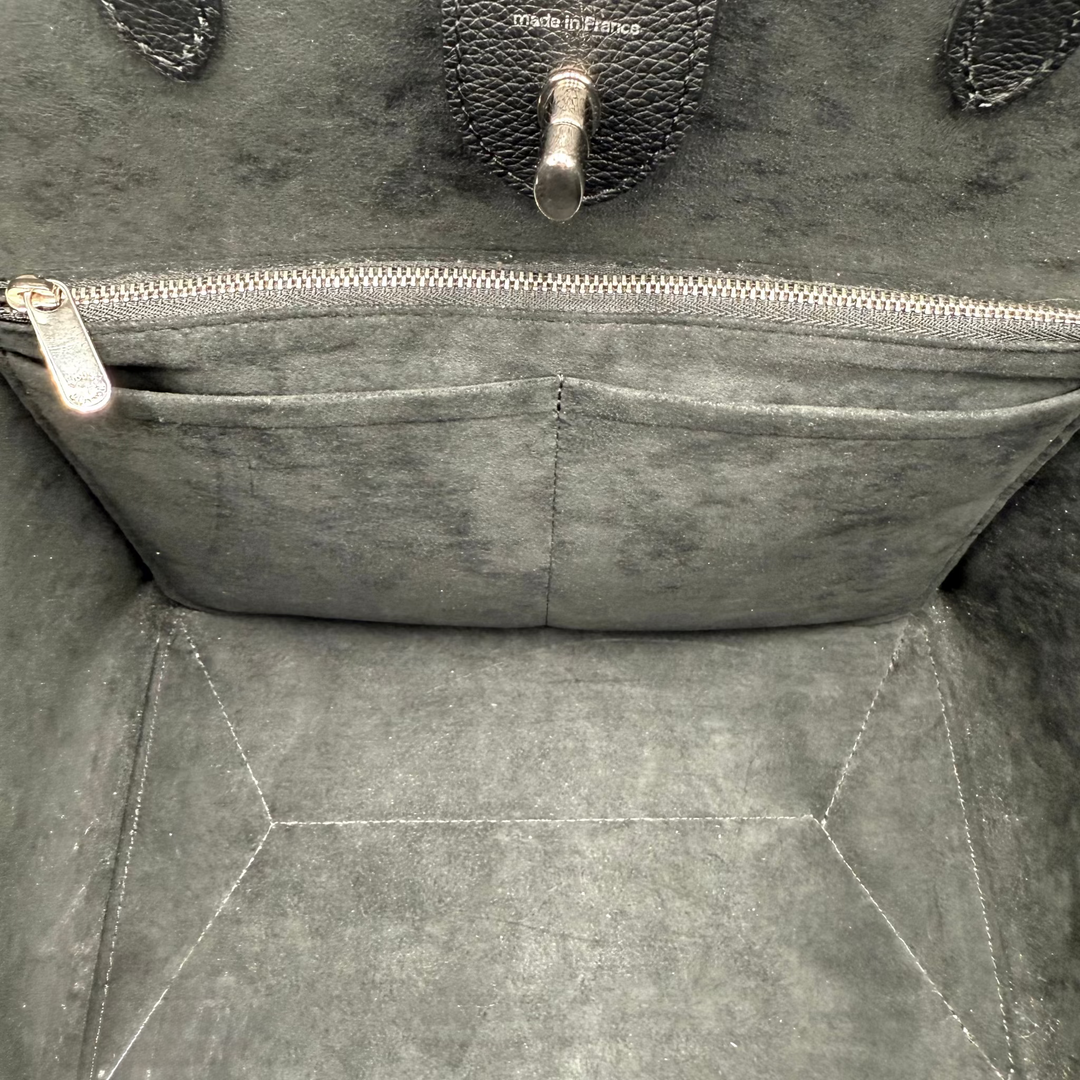 LockMe Cabas Calfskin Leather Tote Bag in Black