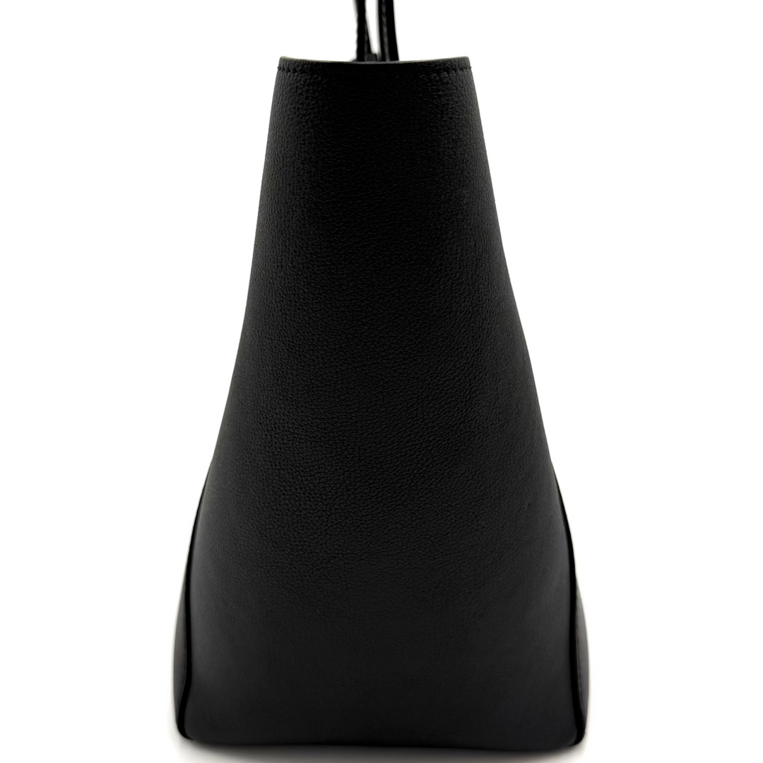 LockMe Cabas Calfskin Leather Tote Bag in Black