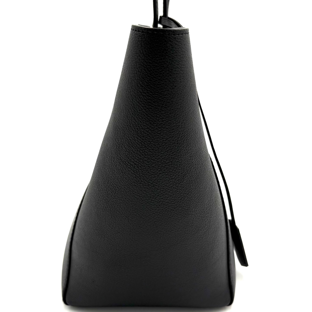 LockMe Cabas Calfskin Leather Tote Bag in Black