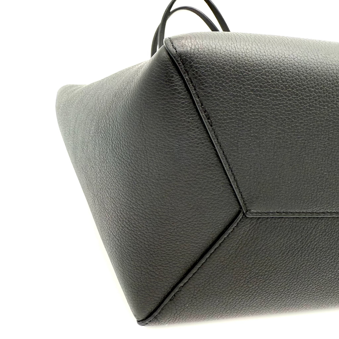 LockMe Cabas Calfskin Leather Tote Bag in Black