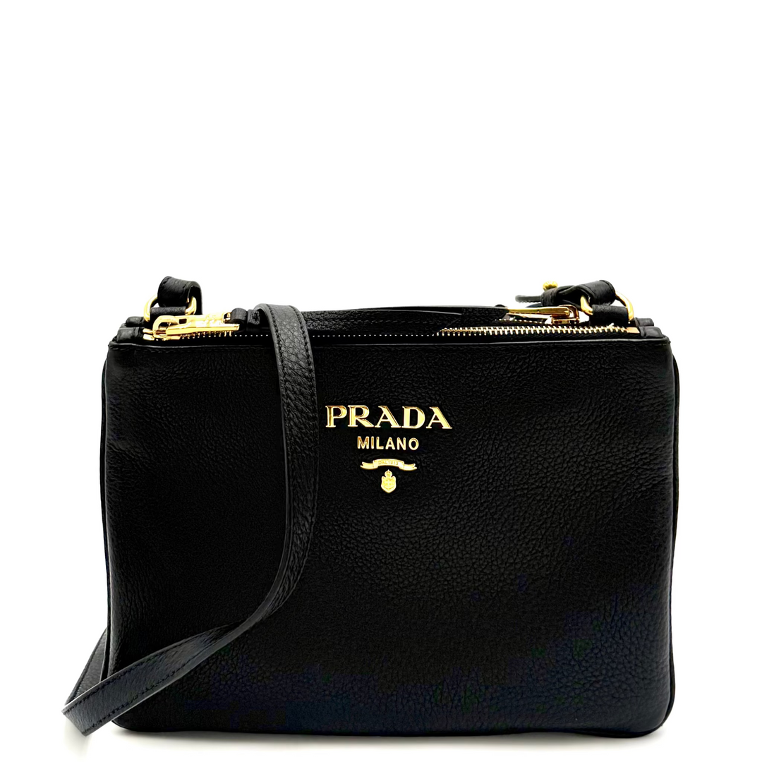 Vitello Daino Phenix Double Zip Crossbody Bag