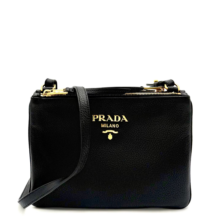 Vitello Daino Phenix Double Zip Crossbody Bag