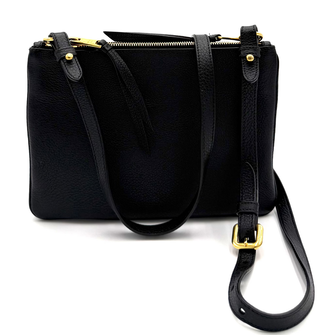 Vitello Daino Phenix Double Zip Crossbody Bag