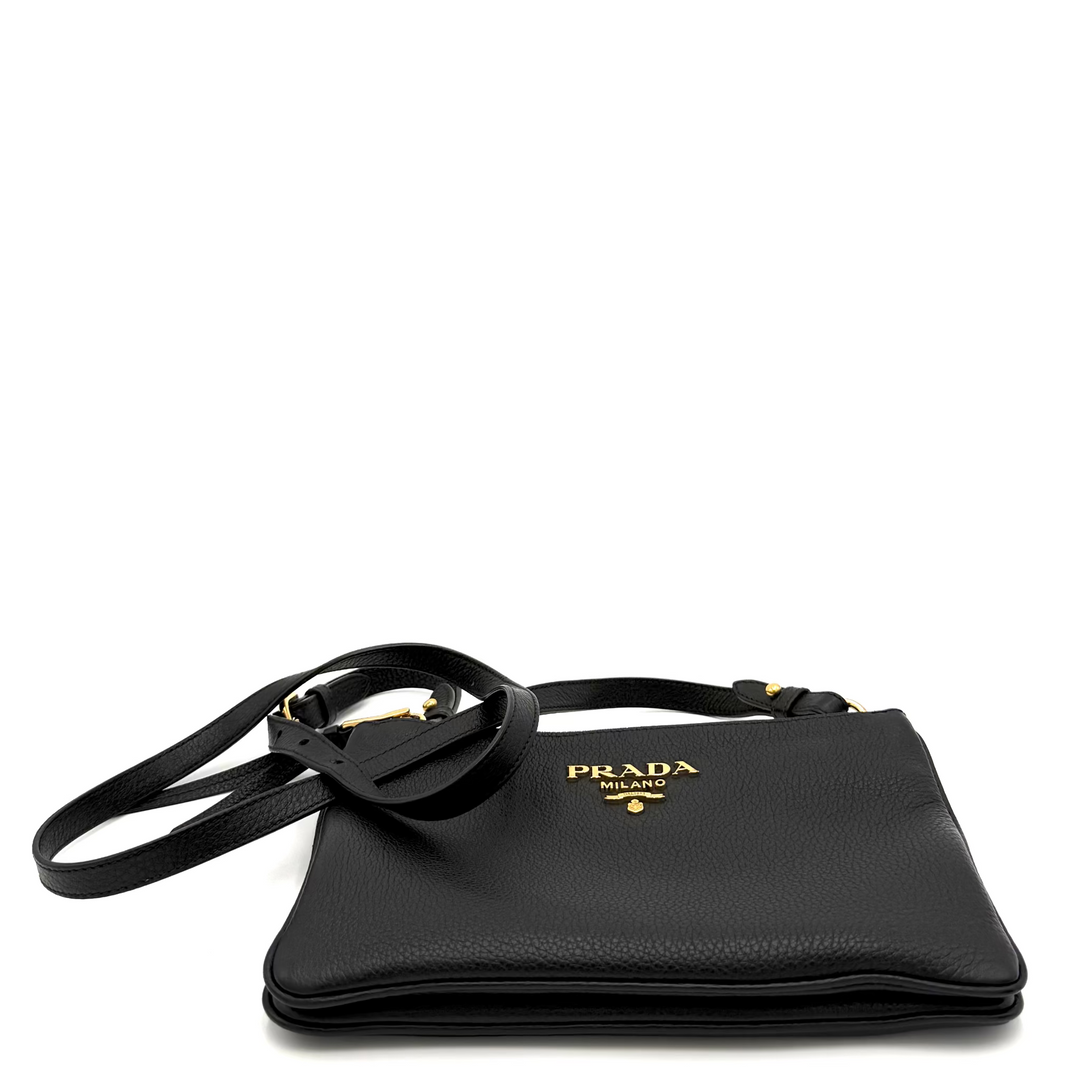 Vitello Daino Phenix Double Zip Crossbody Bag