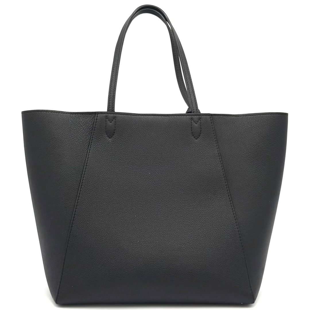 LockMe Cabas Calfskin Leather Tote Bag in Black