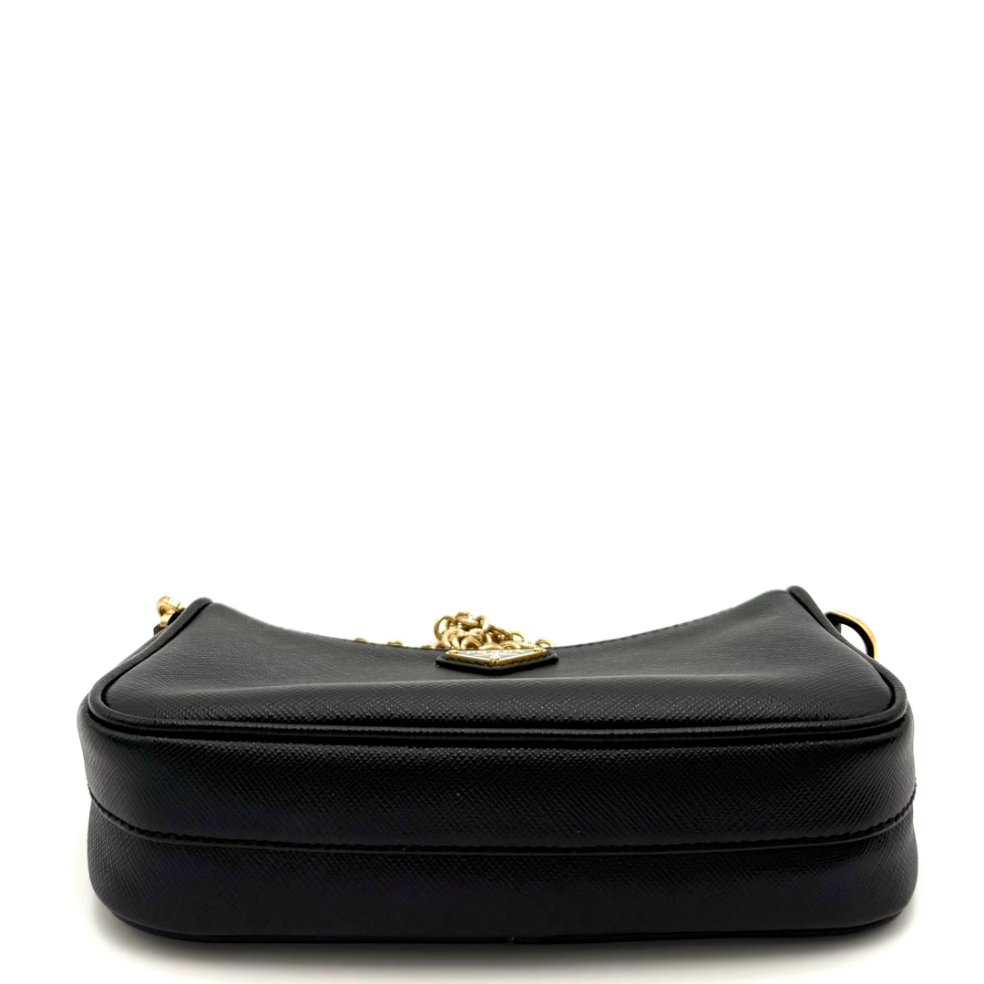 Saffiano Lux Mini Leather Shoulder Bag