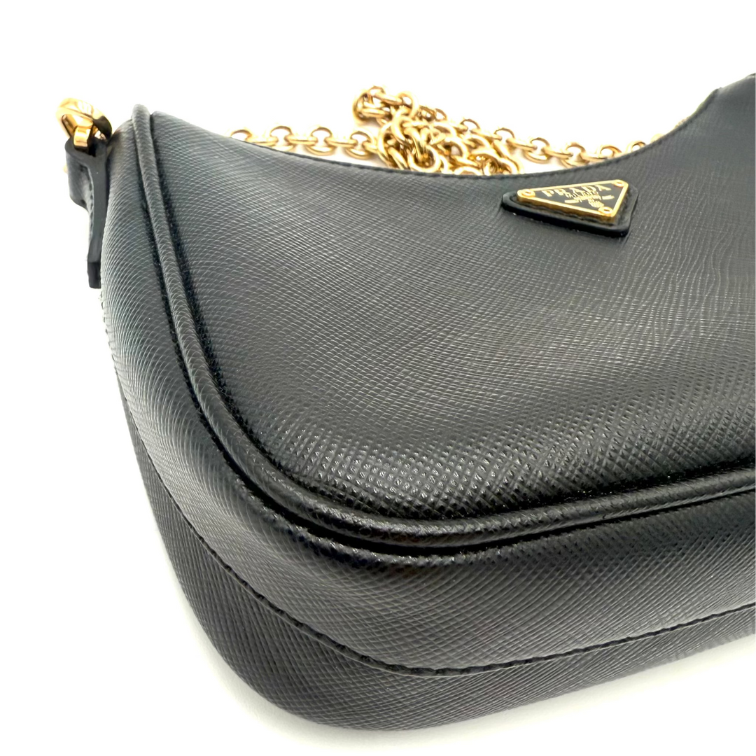 Saffiano Lux Mini Leather Shoulder Bag