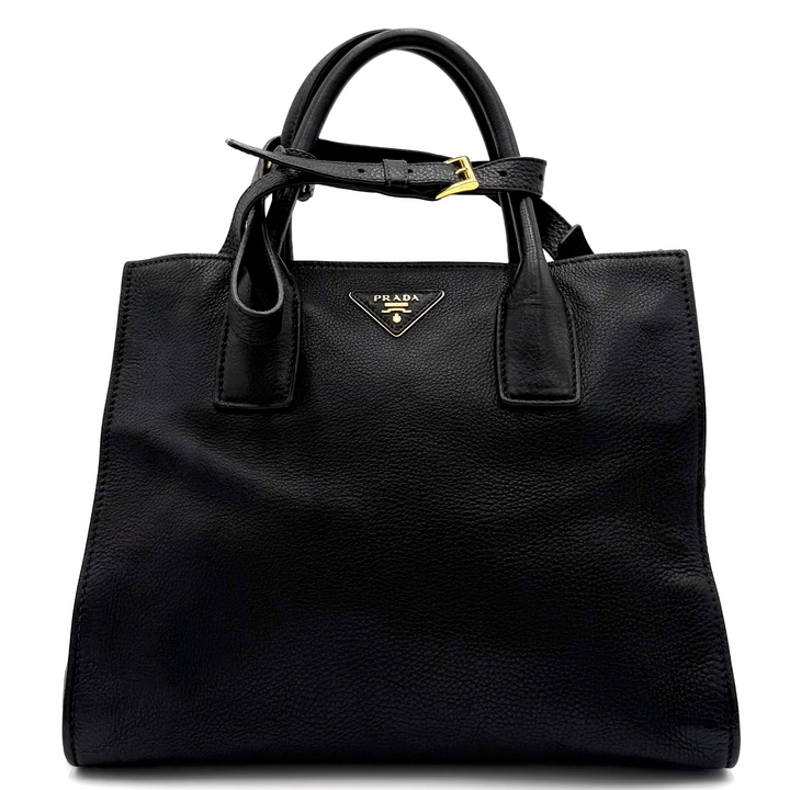 Black Calf Twin Pocket Vitello Daino Tote Bag