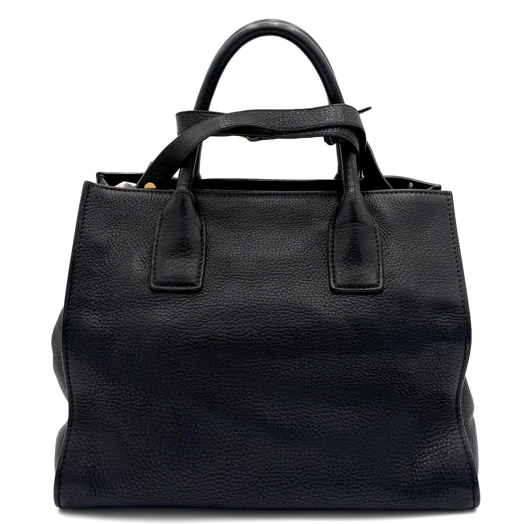 Black Calf Twin Pocket Vitello Daino Tote Bag