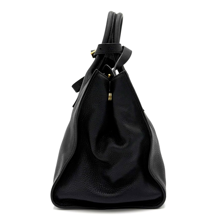 Black Calf Twin Pocket Vitello Daino Tote Bag