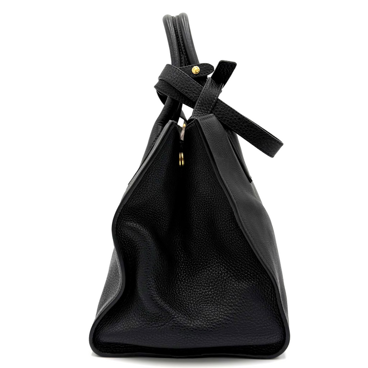 Black Calf Twin Pocket Vitello Daino Tote Bag