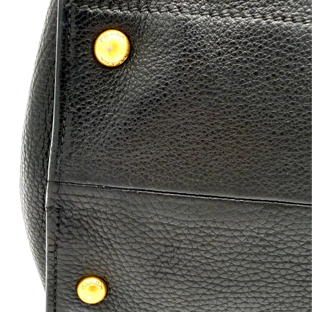 Black Calf Twin Pocket Vitello Daino Tote Bag