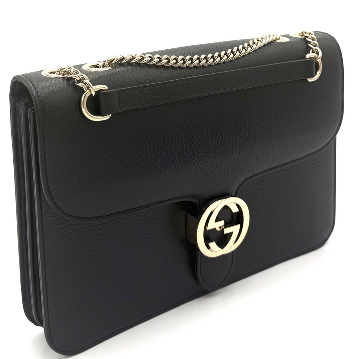 Dollar Interlocking G Medium Calfskin Leather Shoulder Bag