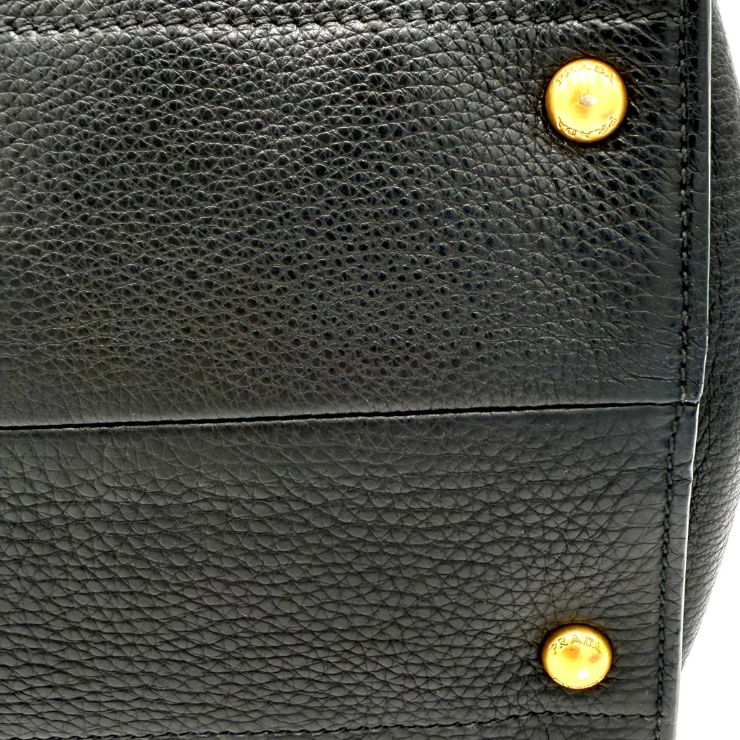 Black Calf Twin Pocket Vitello Daino Tote Bag