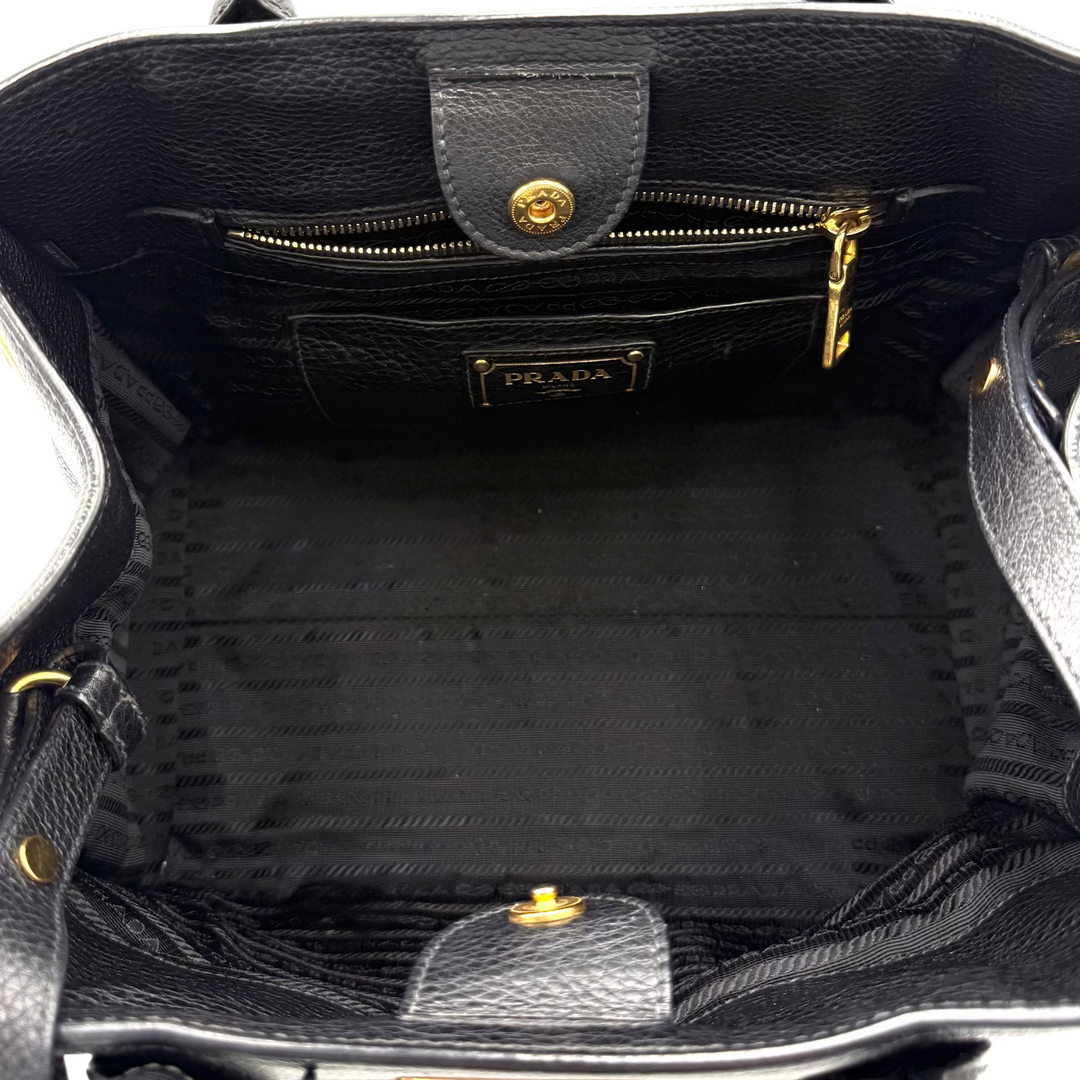 Black Calf Twin Pocket Vitello Daino Tote Bag