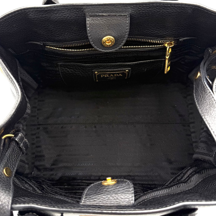 Black Calf Twin Pocket Vitello Daino Tote Bag