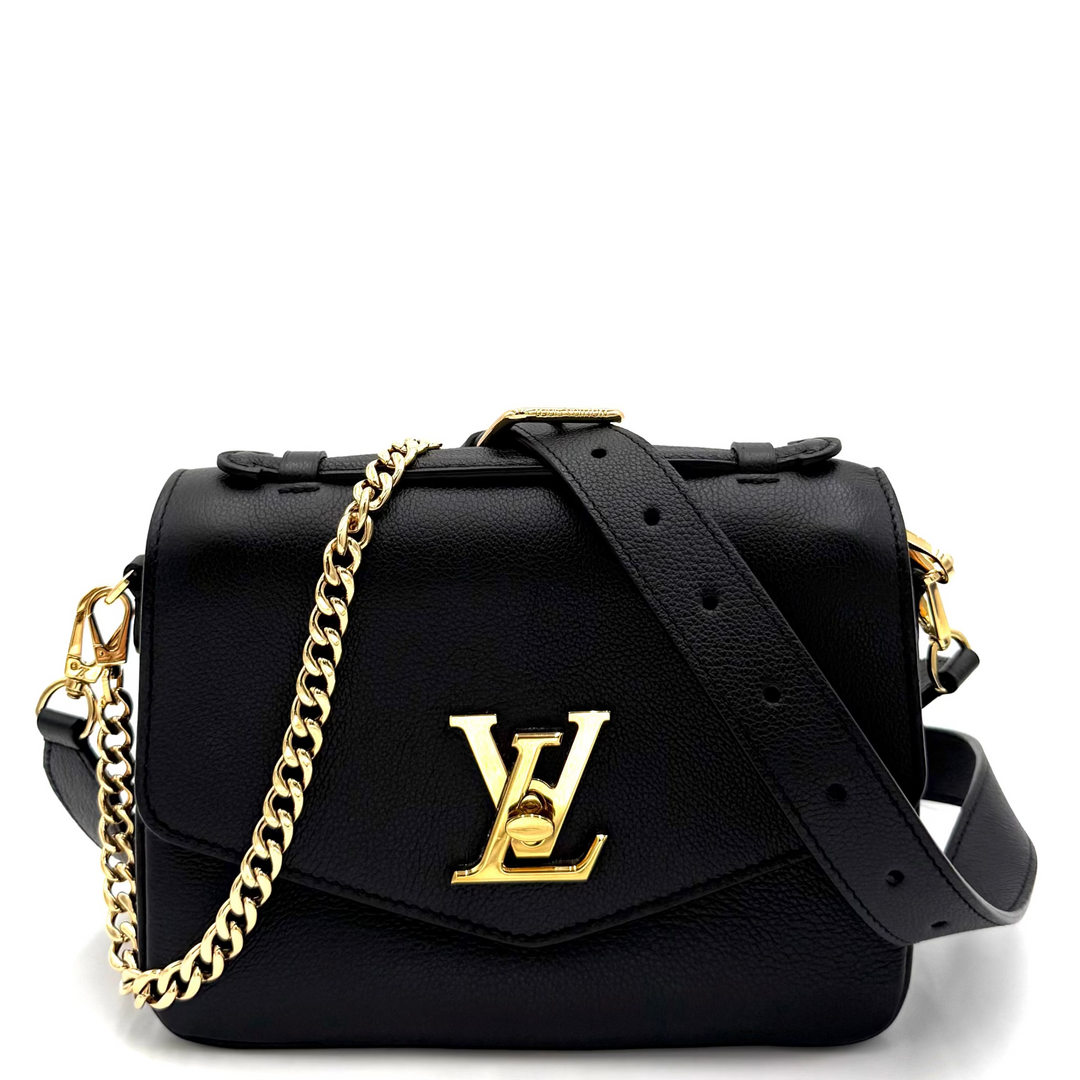 Black Taurillon Leather Oxford Lockme Crossbody Bag