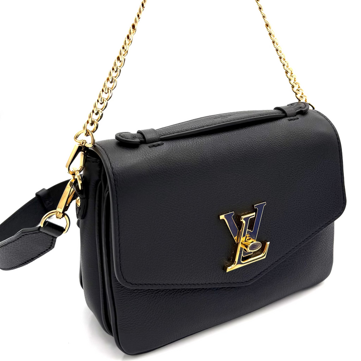 Black Taurillon Leather Oxford Lockme Crossbody Bag