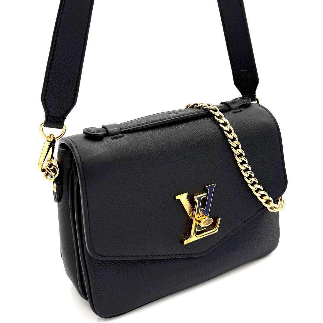 Black Taurillon Leather Oxford Lockme Crossbody Bag