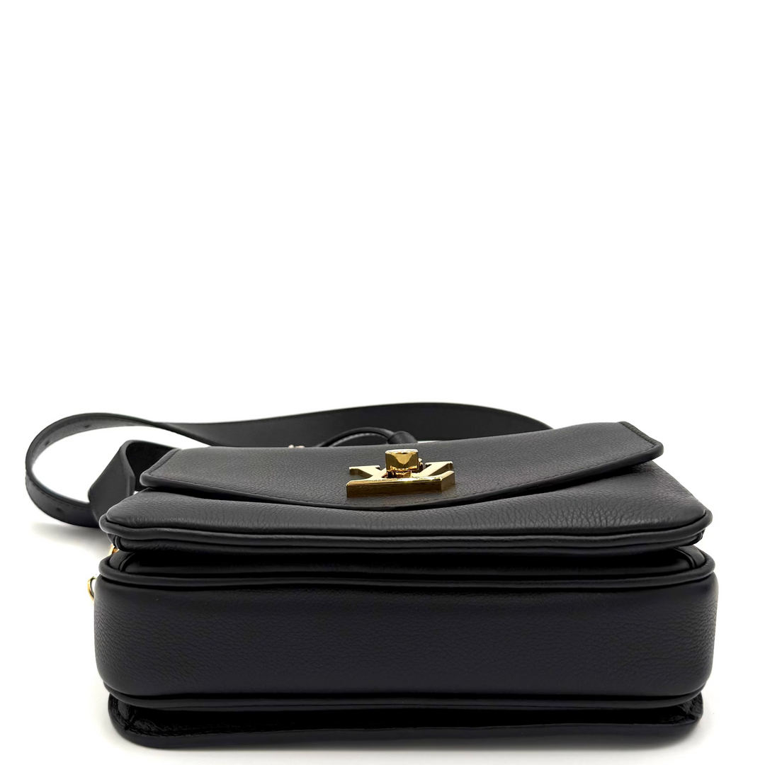 Black Taurillon Leather Oxford Lockme Crossbody Bag