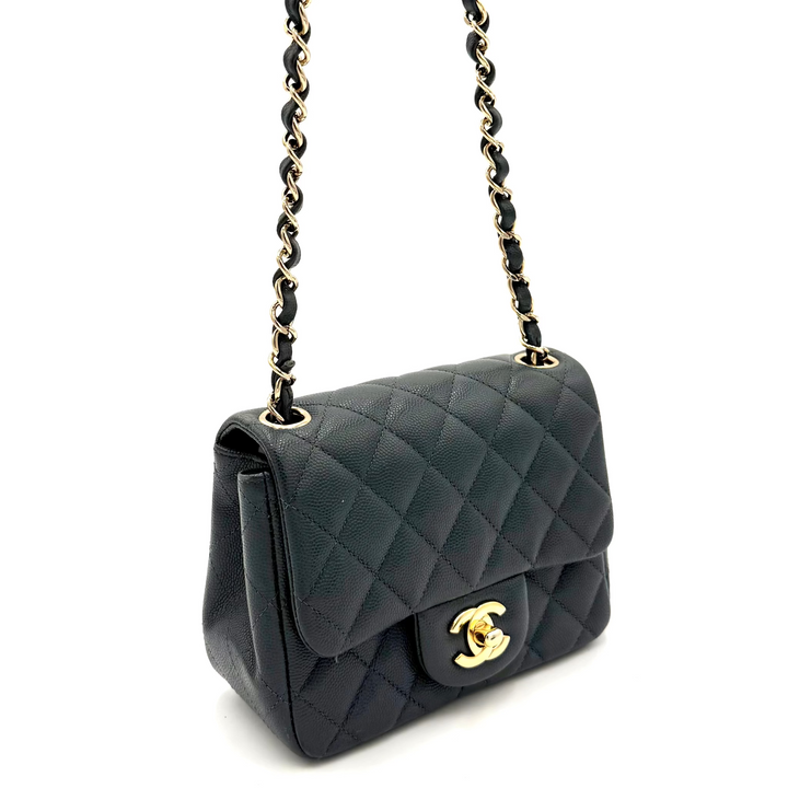 Blue/Grey Caviar Mini Flap