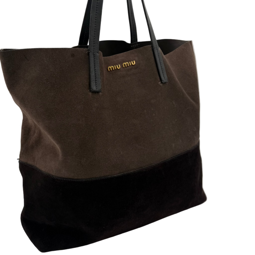 Large Suede Bucket Tote Bag