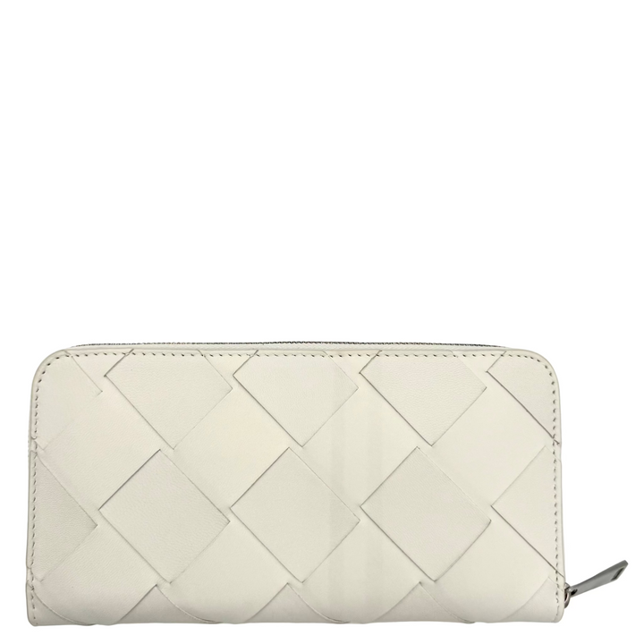 Intreccio Leather Clutch Wallet in White