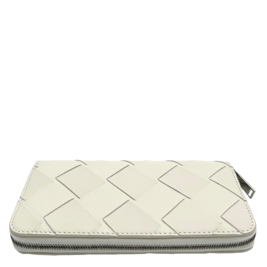 Intreccio Leather Clutch Wallet in White