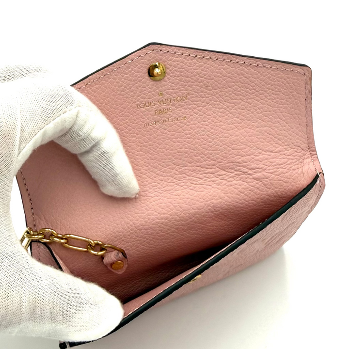 Pink Empreinte Leather Wallet Key Chain
