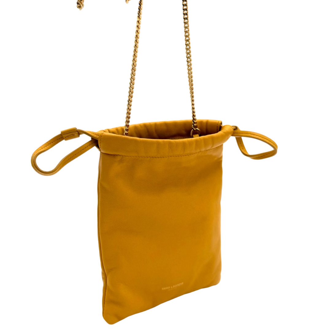 YSL Drawstring Leather Pouch on Chain