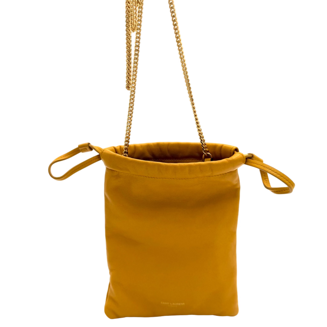 YSL Drawstring Leather Pouch on Chain