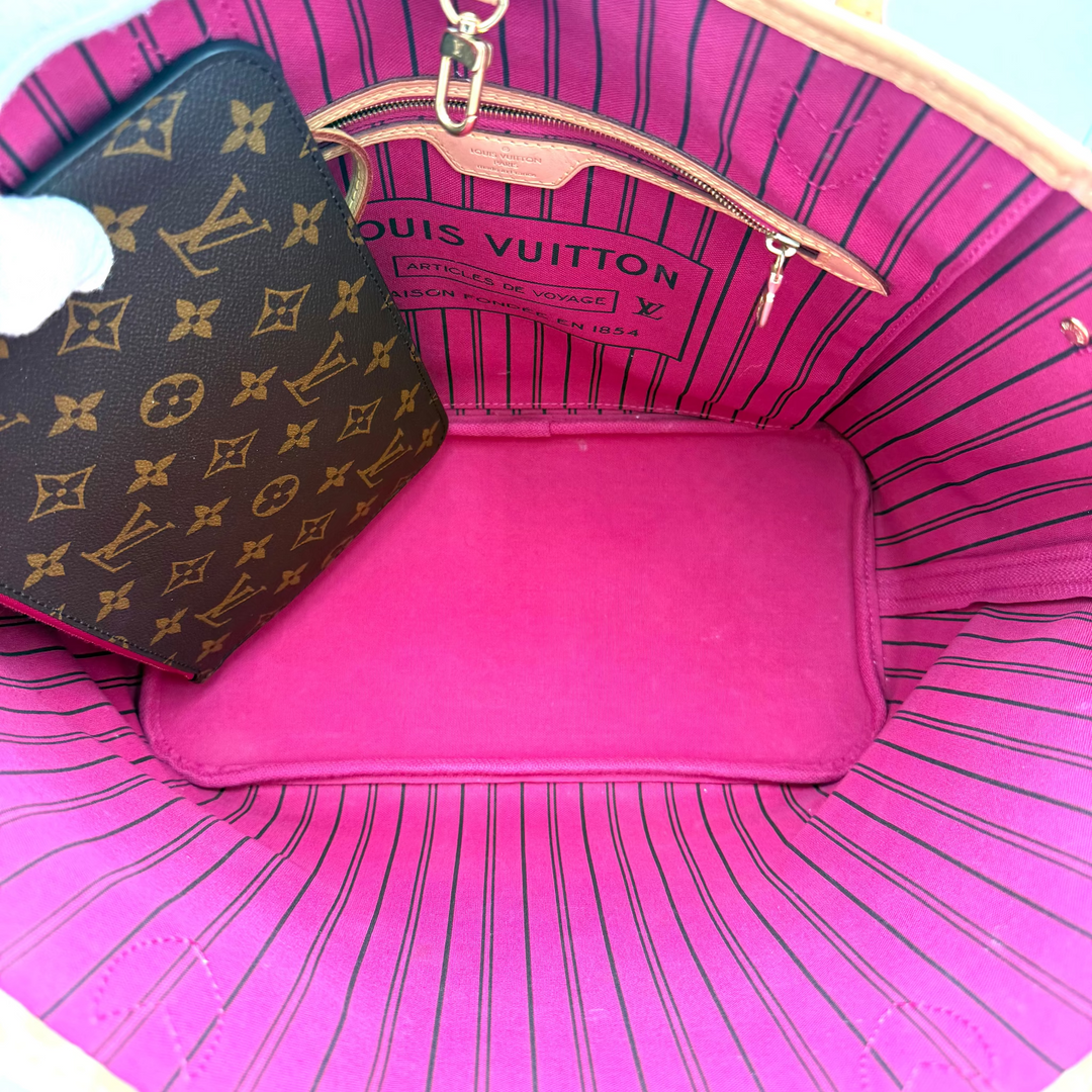 Monogram Neverfull MM Tote Bag with Pouch & Pivoine Interior