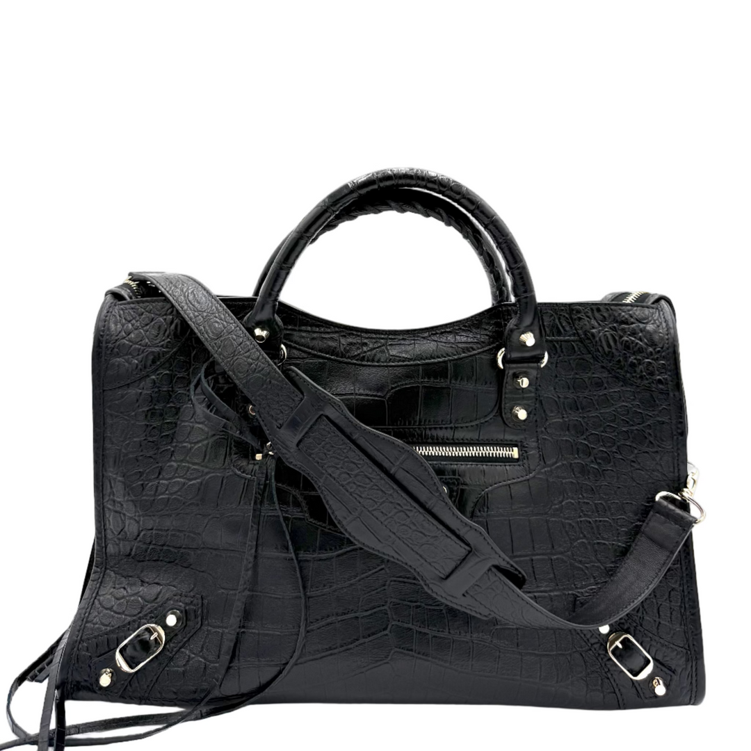 Classic City Croc-Embossed Agneau Leather Bag