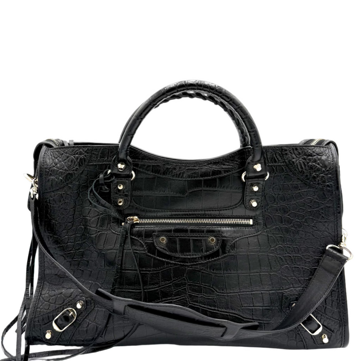 Classic City Croc-Embossed Agneau Leather Bag