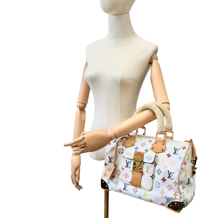 Multicolour Monogram Canvas Speedy 30 in White