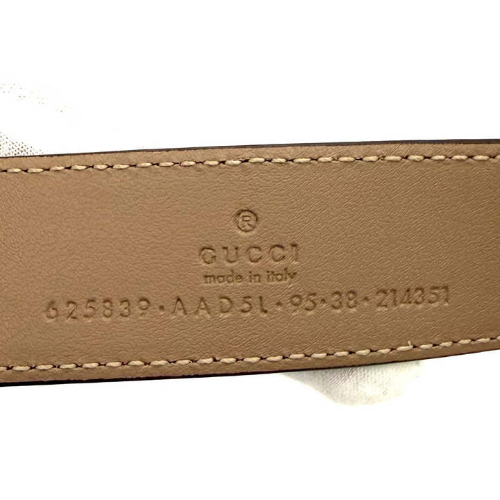 GG Marmont Leather Belt in Beige Leather & Gold Double G Buckle