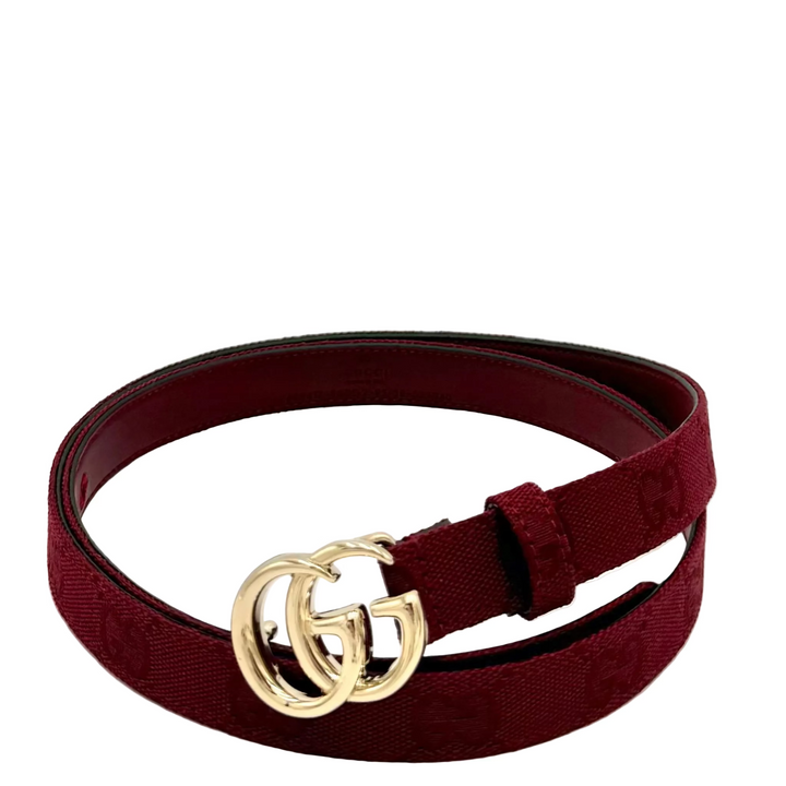 GG Marmont Canvas Belt With Gold Tone Double G Buckle