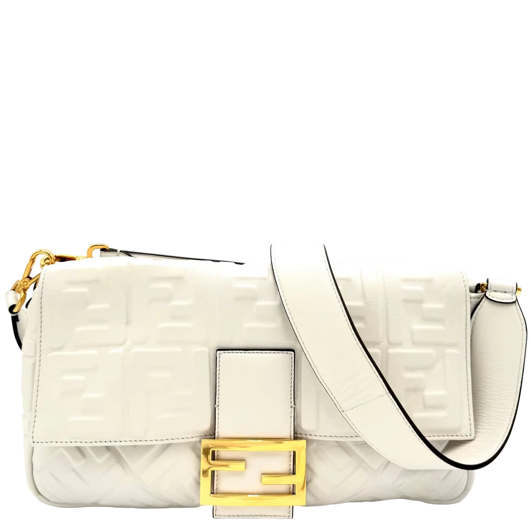 1974 Nappa FF Embossed Leather Large Baguette Bag