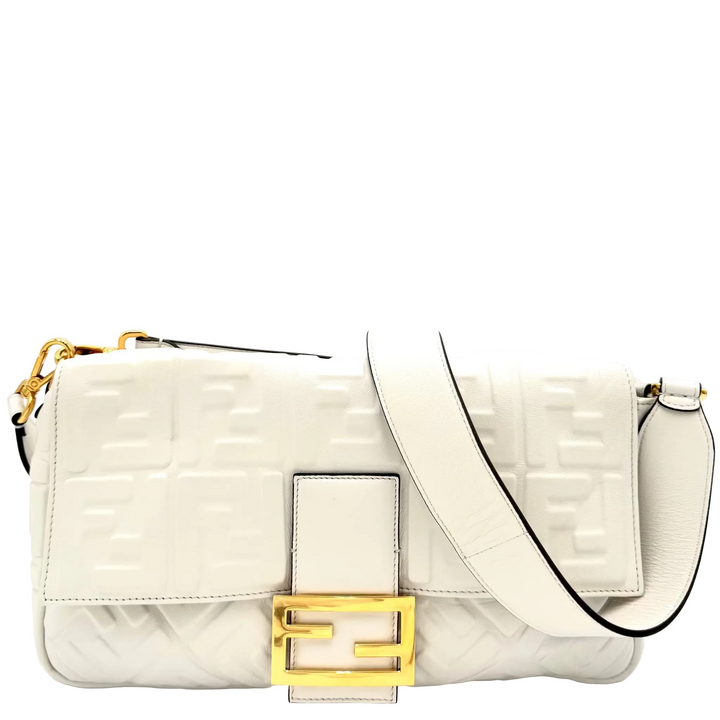 1974 Nappa FF Embossed Leather Large Baguette Bag