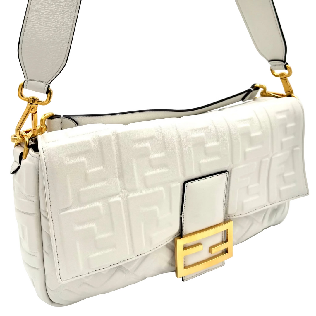 1974 Nappa FF Embossed Leather Large Baguette Bag