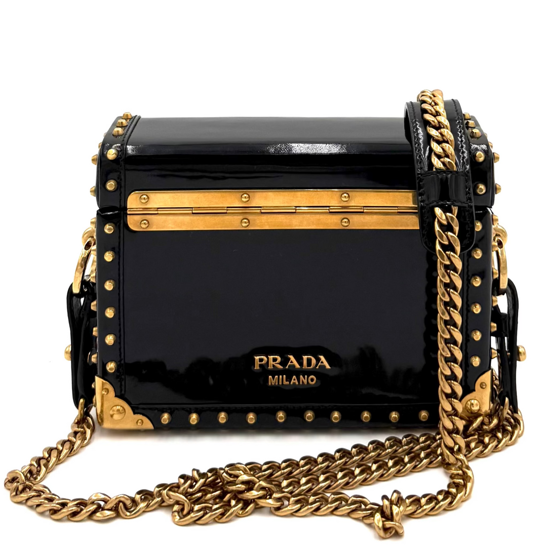 Treasure Trunk Mini Patent Leather Box Bag