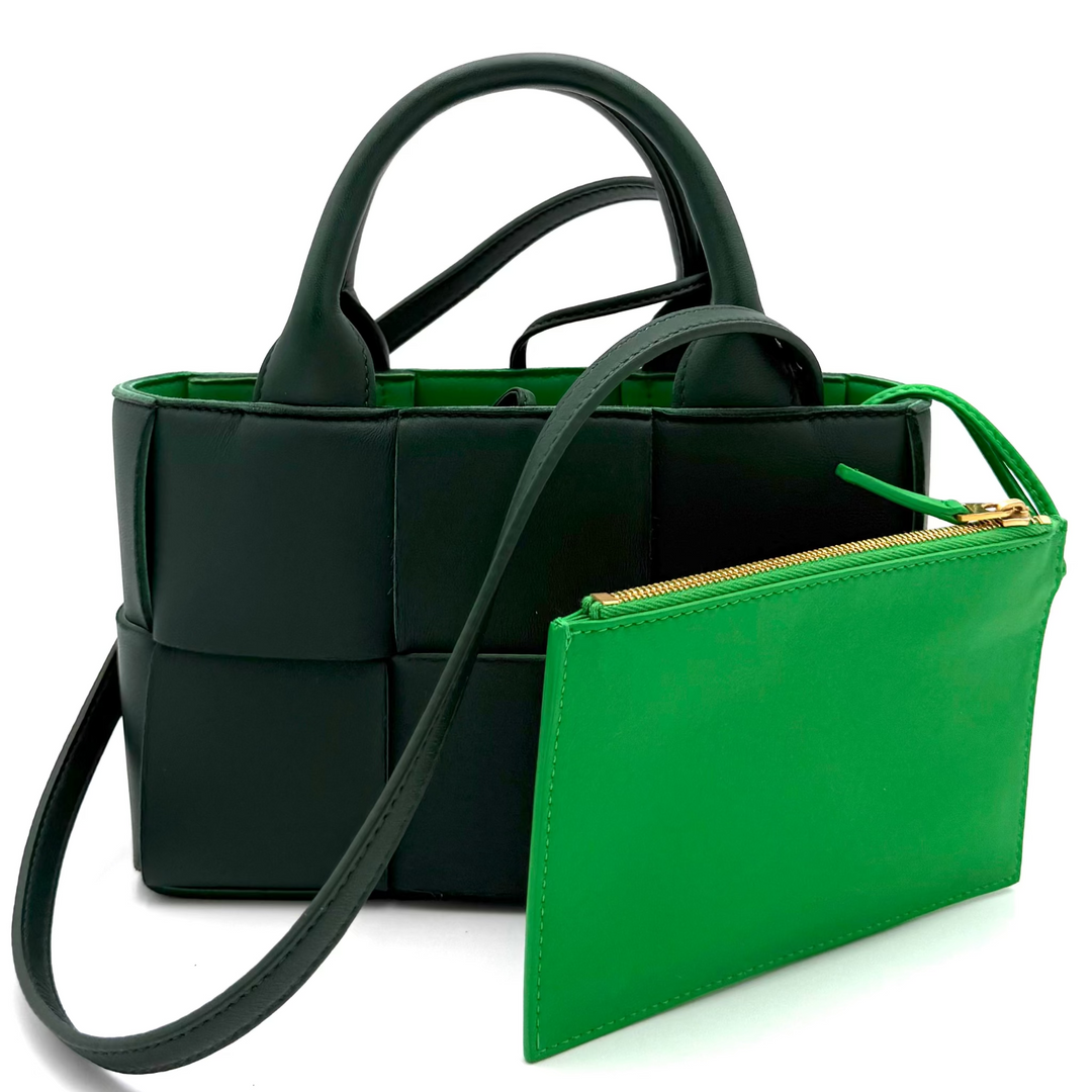 Intrecciato Candy Arco Tote Bag in Mermaid Green and Grass