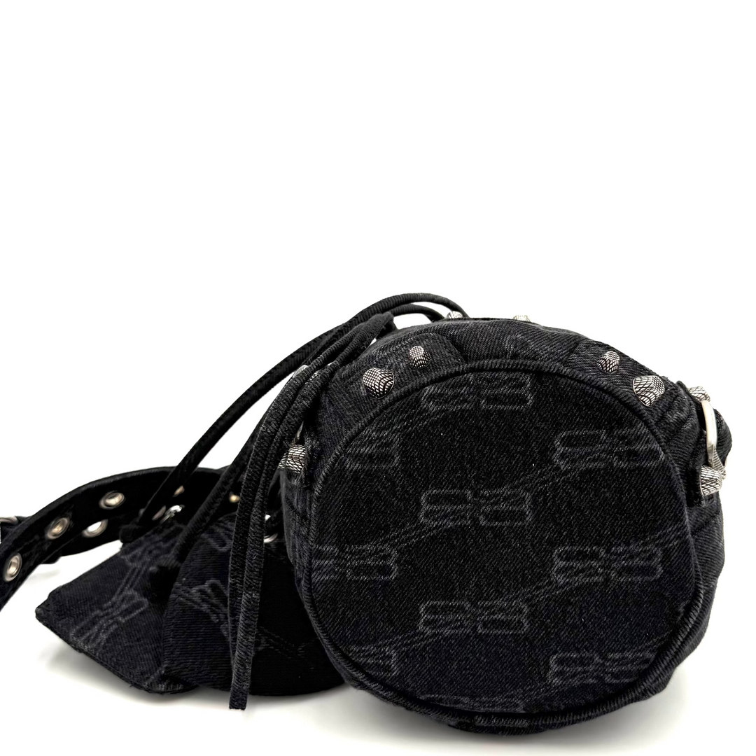 Le Cagole Black Denim XS Bucket Bag
