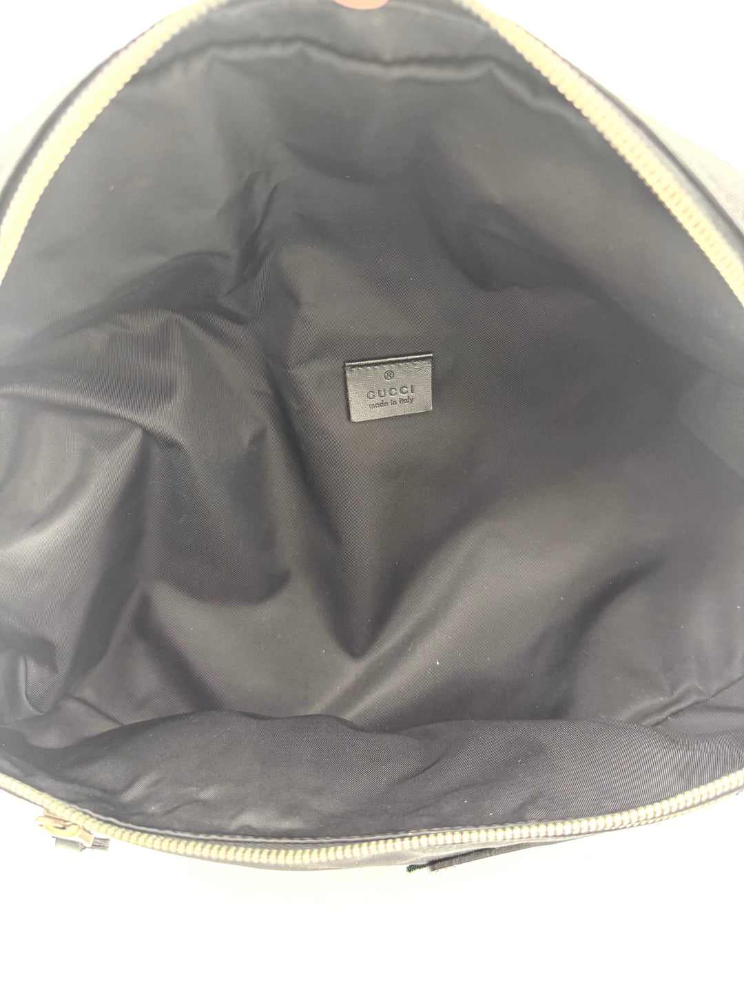 Web Nylon and Leather Large Waist Bag