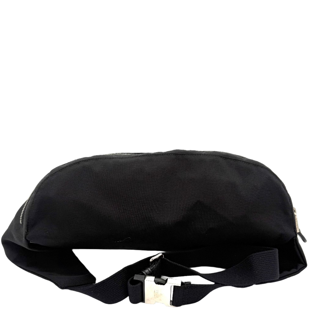 Web Nylon and Leather Large Waist Bag